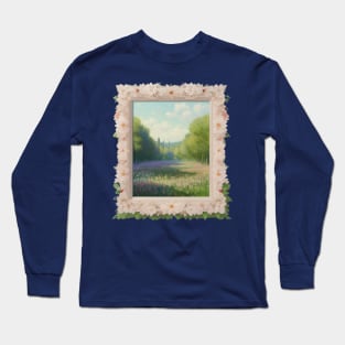 Monet Inspired - Floral Picture Frame Displaying a Flowery Field Long Sleeve T-Shirt